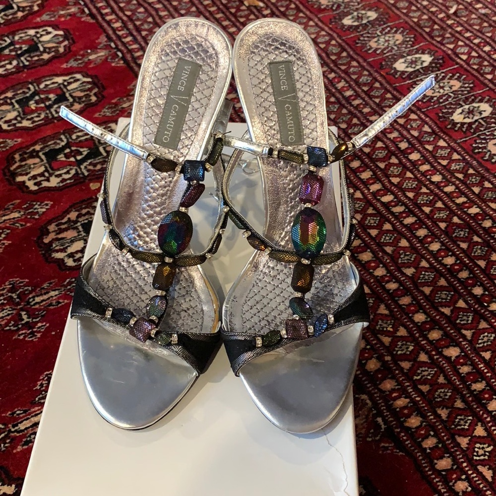Vince Camuto Sandals size 9 jeweled and silver Used As Is